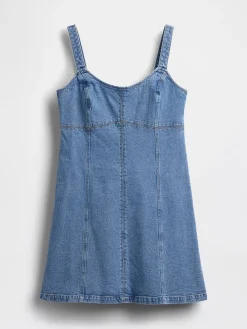 Denim Paneled Mini Dress
