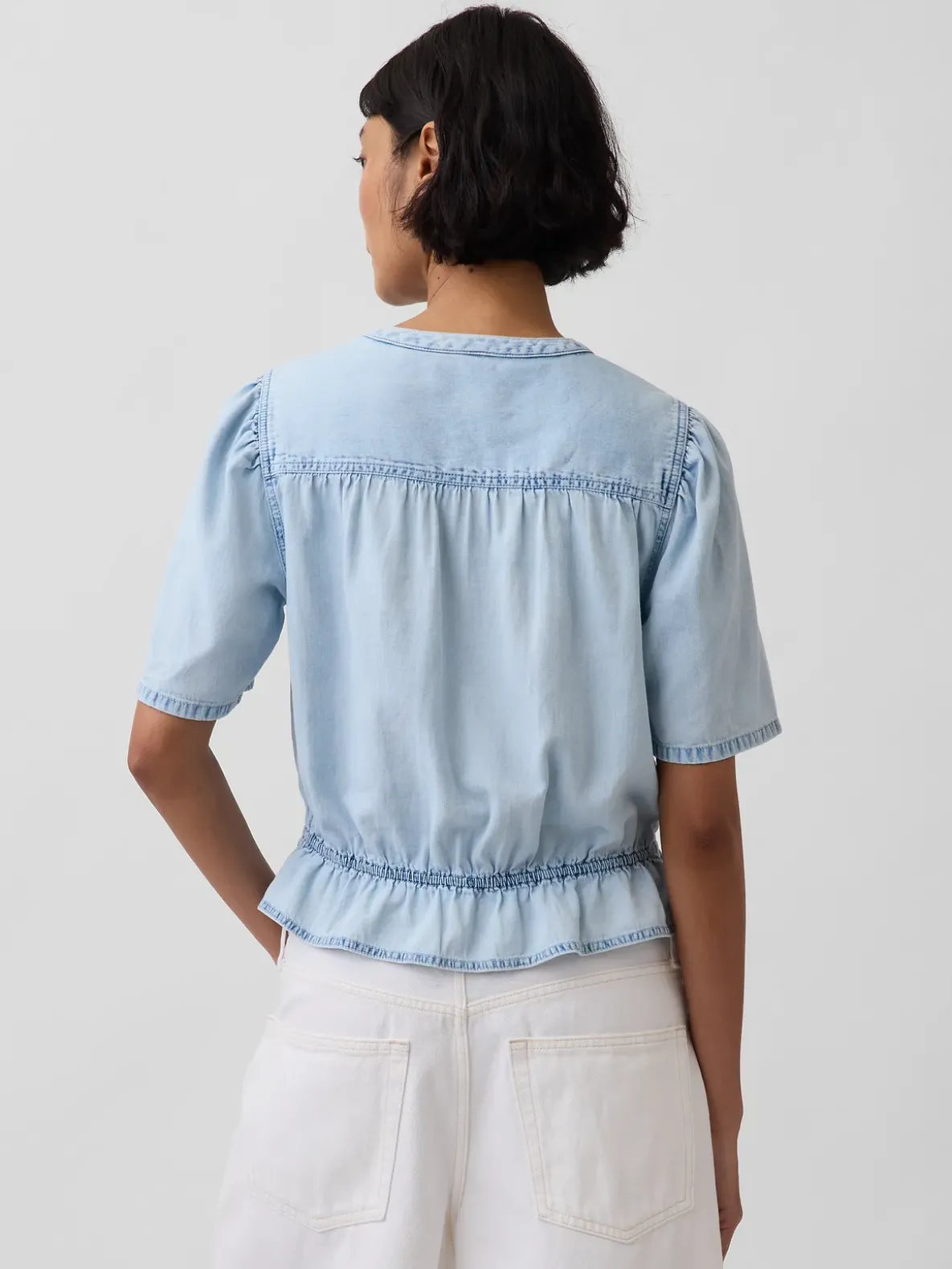 Denim Peplum Crop Top