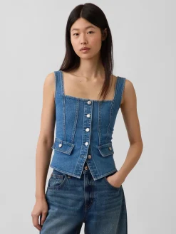 Denim Pocket Corset Top