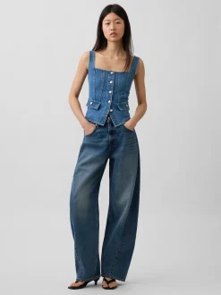 Denim Pocket Corset Top
