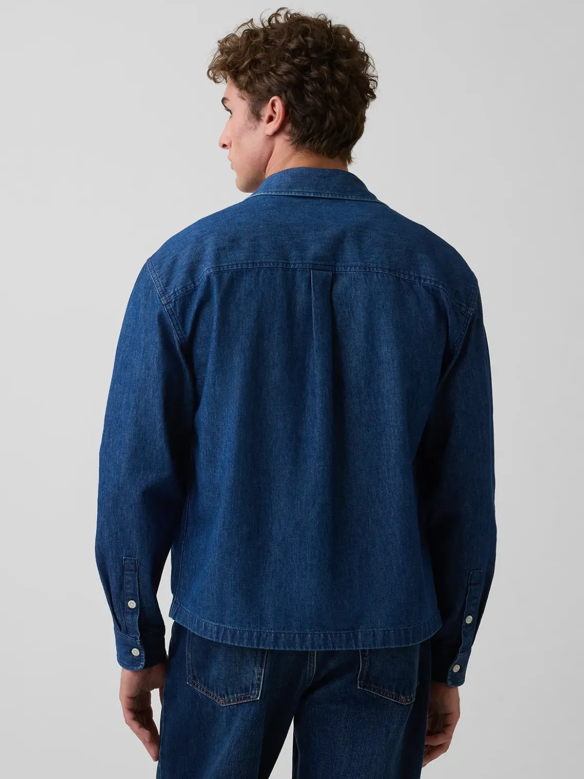 Denim Relaxed Straight-Hem Shirt