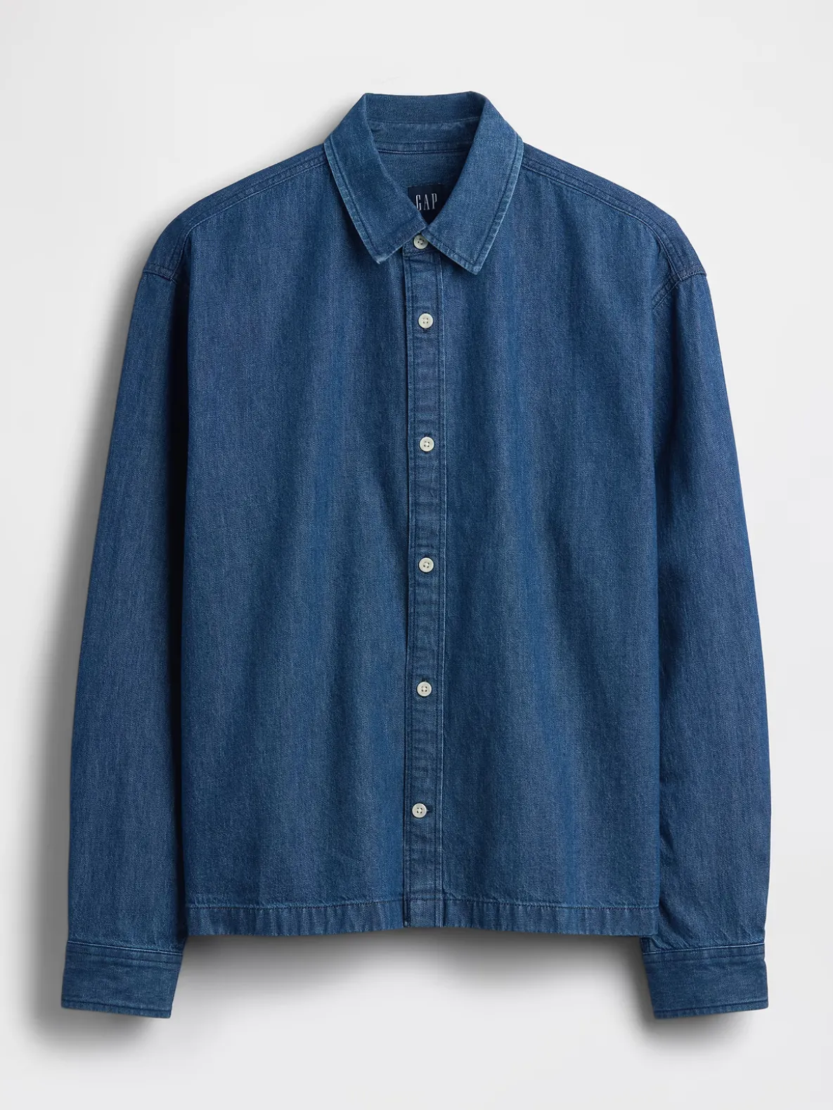Denim Relaxed Straight-Hem Shirt