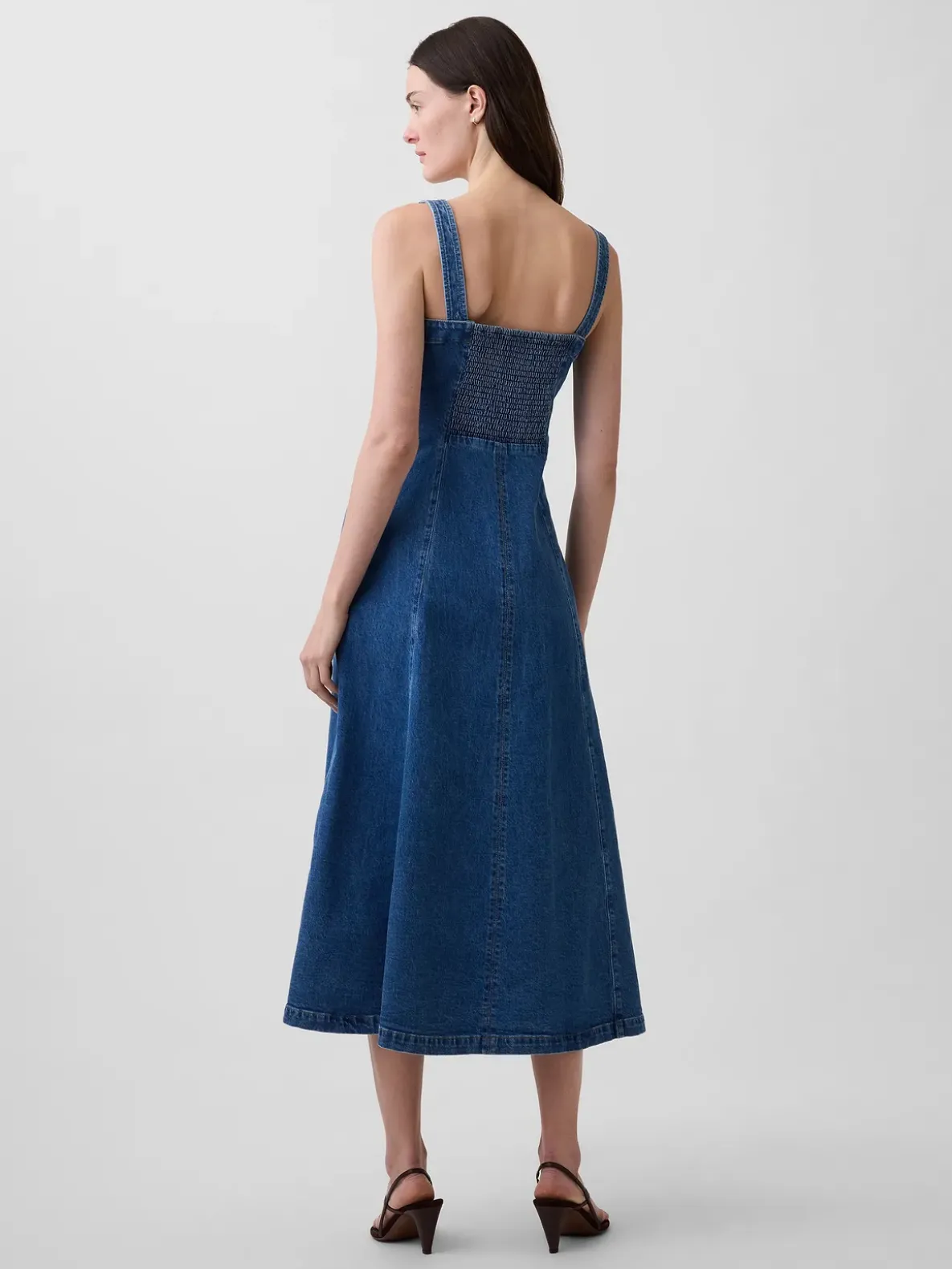Denim Scoop Neck Maxi Dress