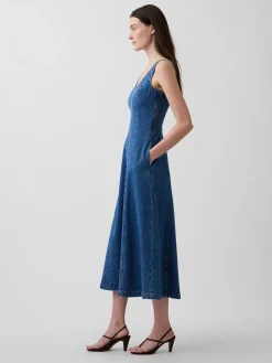 Denim Scoop Neck Maxi Dress