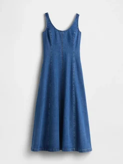 Denim Scoop Neck Maxi Dress