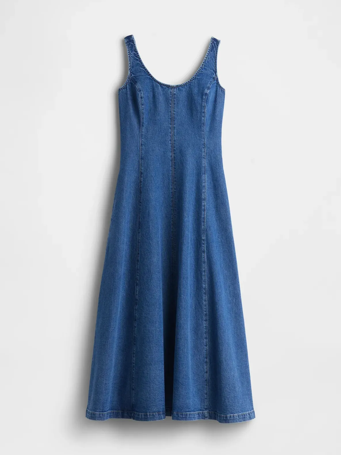 Denim Scoop Neck Maxi Dress