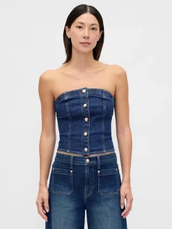 Denim Strapless Crop Vest
