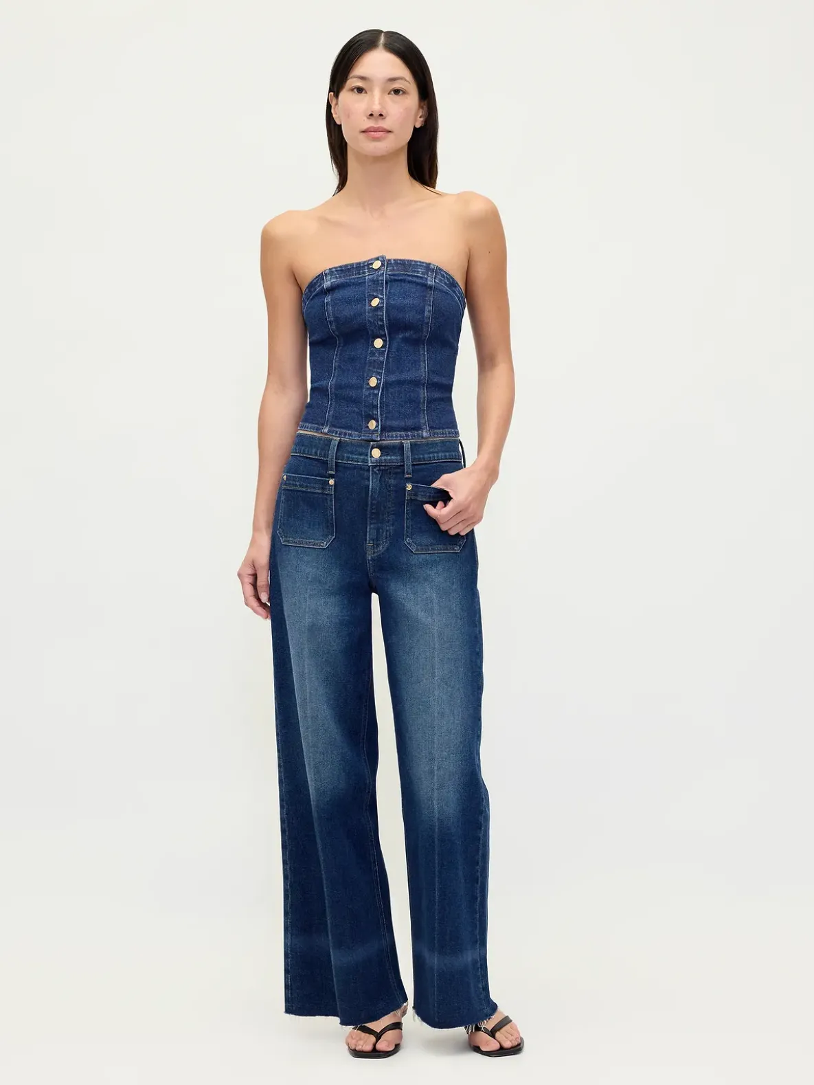 Denim Strapless Crop Vest