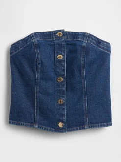 Denim Strapless Crop Vest