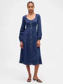 Denim Sweetheart Midi Dress