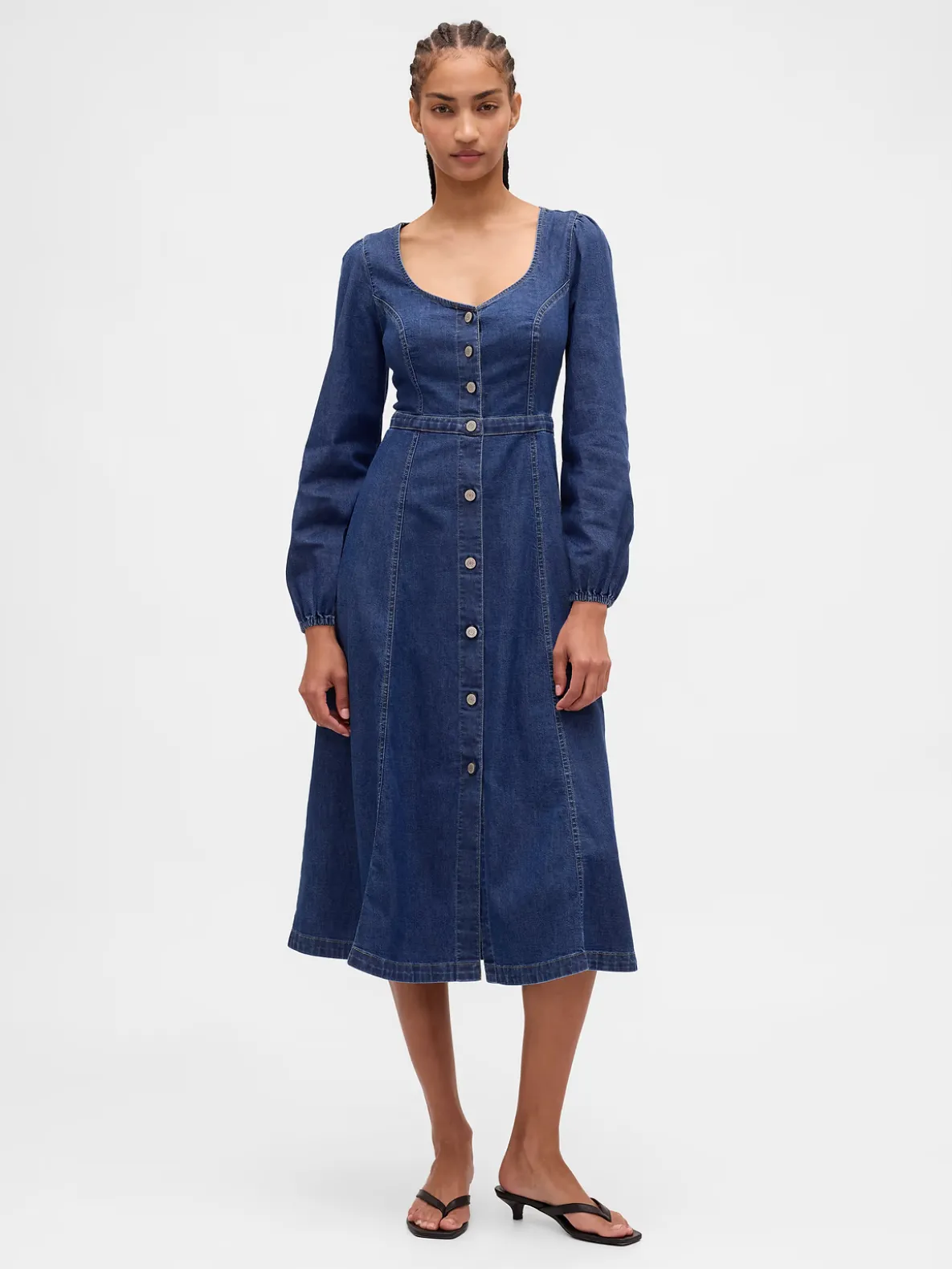 Denim Sweetheart Midi Dress