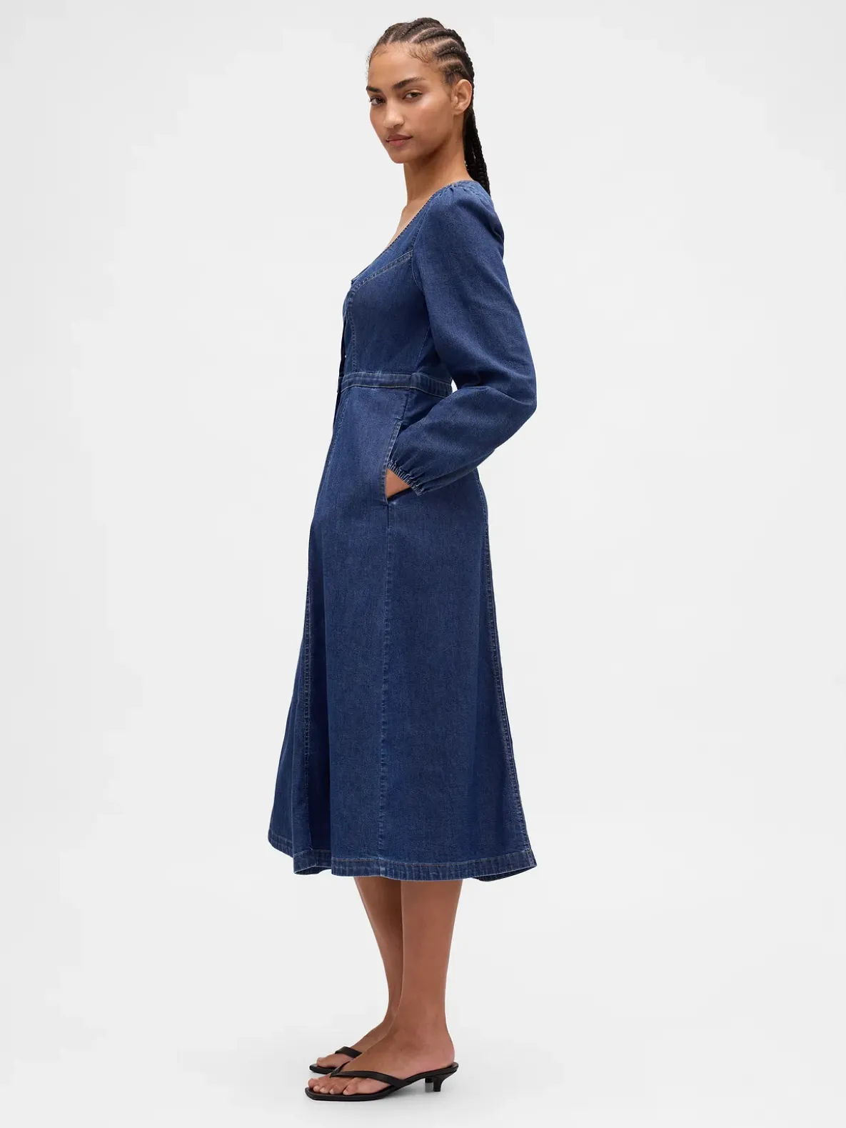 Denim Sweetheart Midi Dress