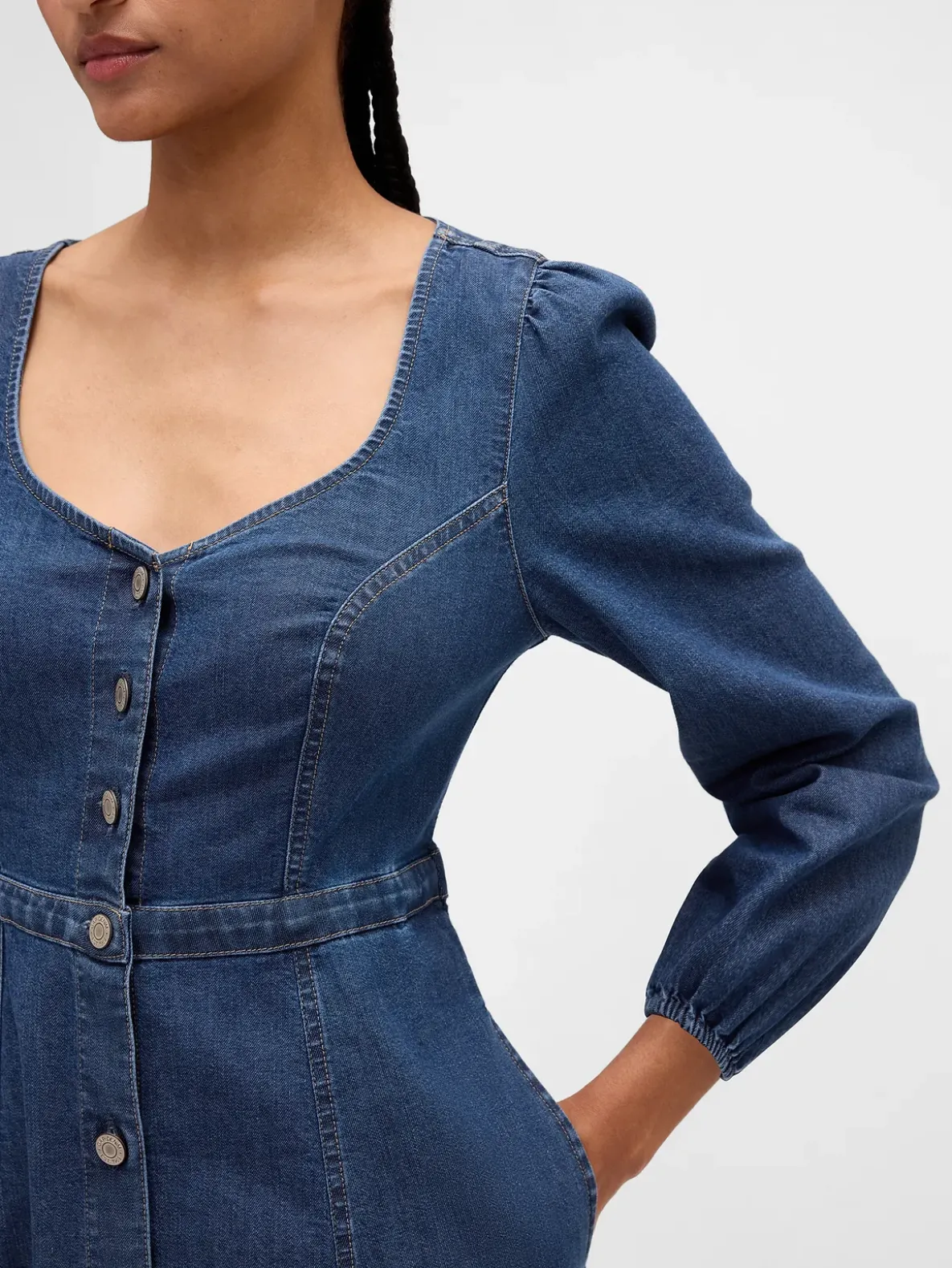 Denim Sweetheart Midi Dress