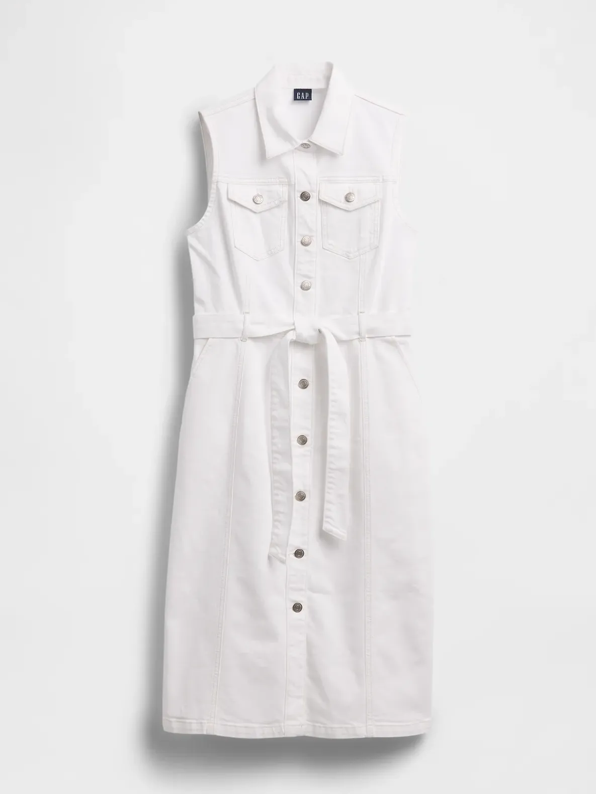 Denim Tie-Belt Midi Dress