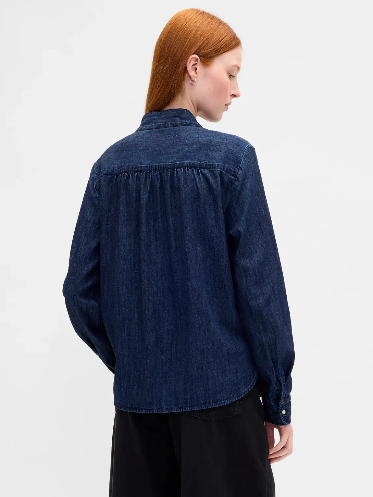 Denim Tie-Neck Shirt