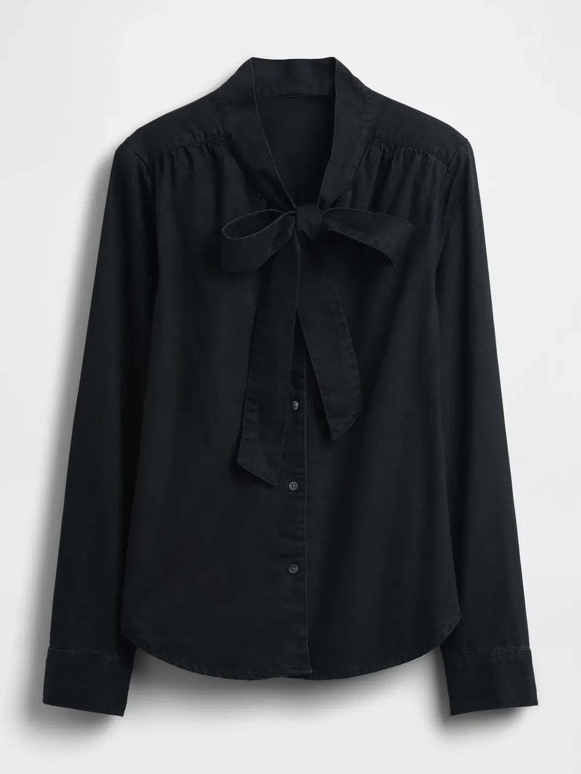 Denim Tie-Neck Shirt