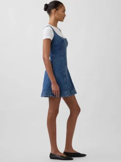 Denim Zip-Front Mini Dress