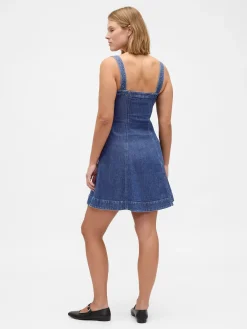 Denim Zip-Front Mini Dress