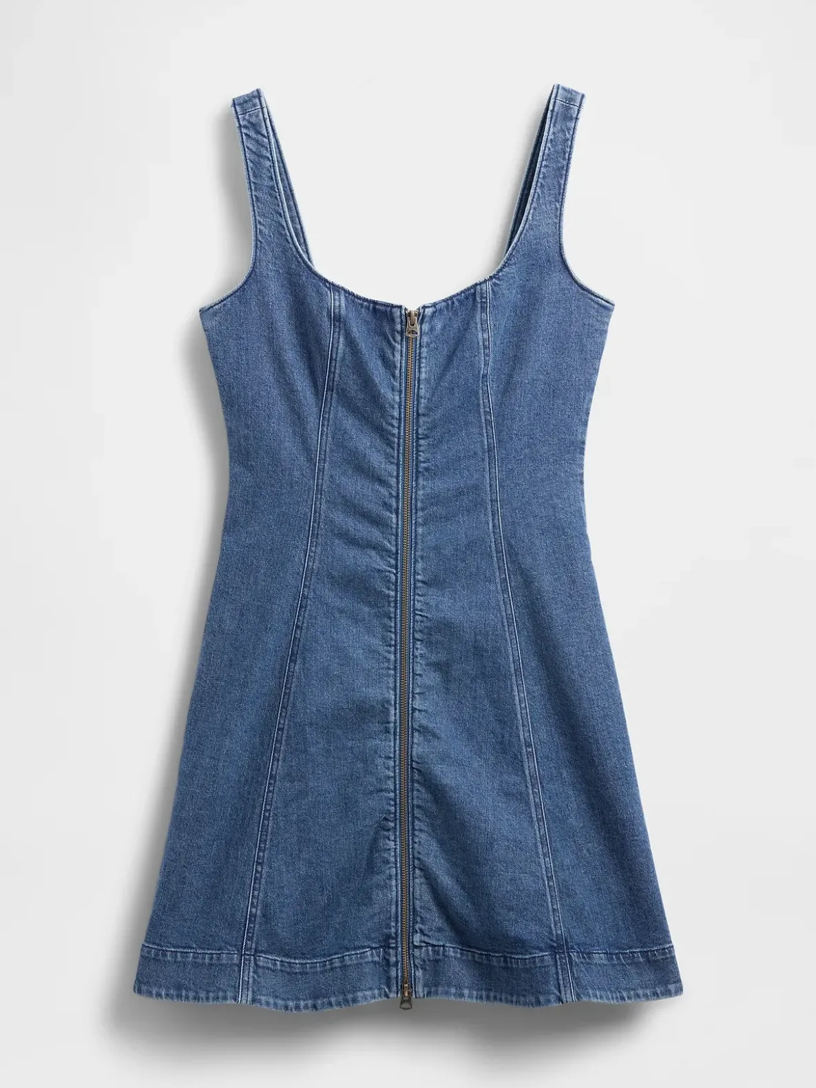 Denim Zip-Front Mini Dress