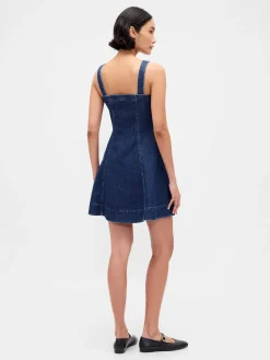 Denim Zip-Front Mini Dress