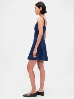 Denim Zip-Front Mini Dress