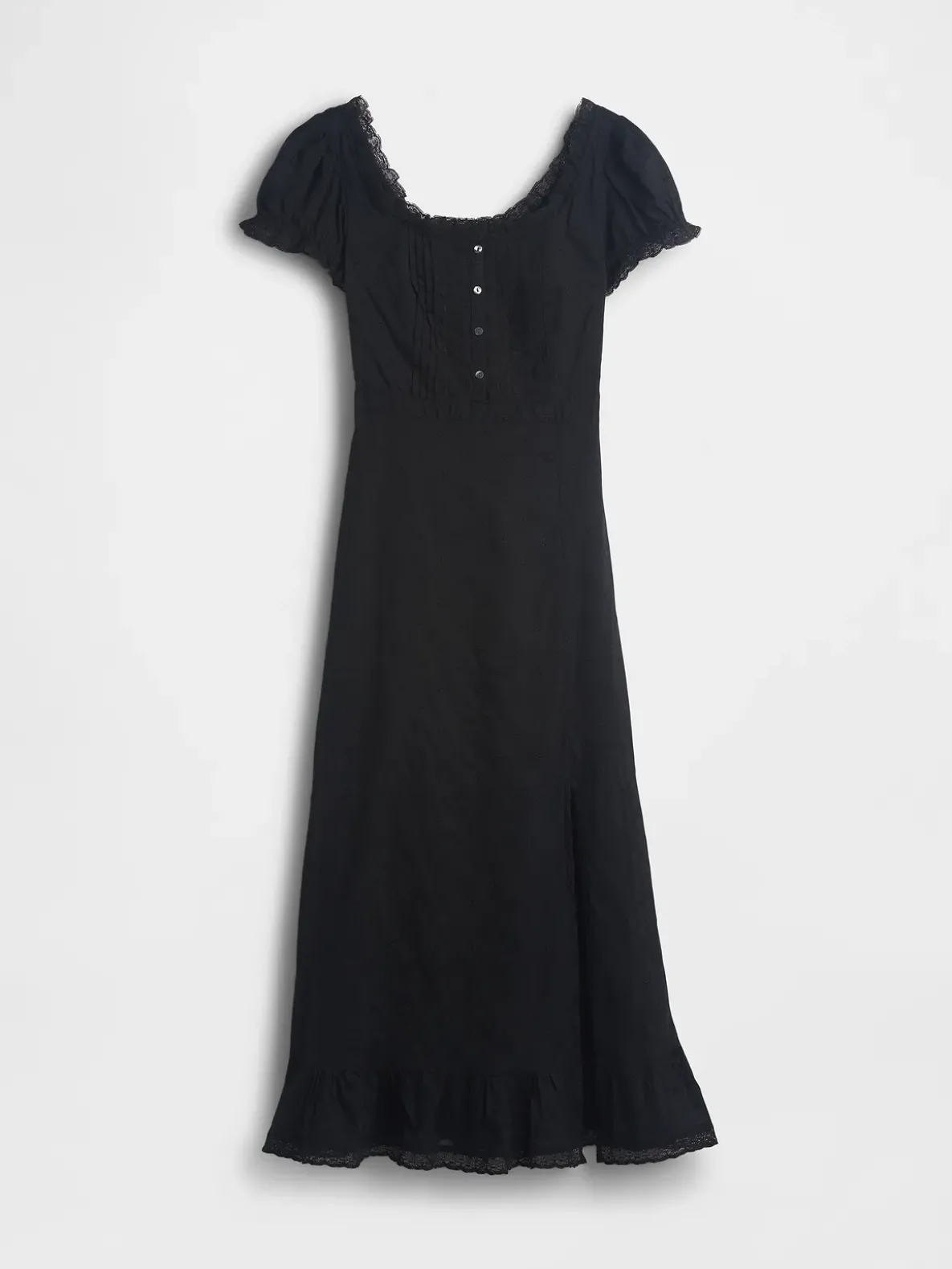Embroidered Puff-Sleeve Maxi Dress