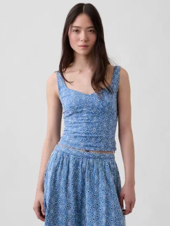 Eyelet Crop Bustier Top