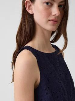 Eyelet Crop Shell Tank Top