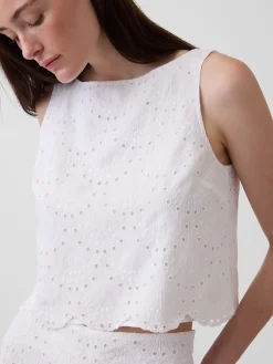 Eyelet Crop Shell Tank Top