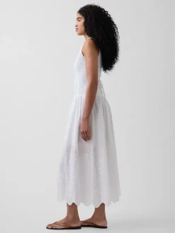 Eyelet Drop-Waist Maxi Dress