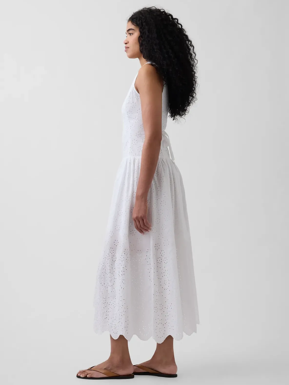Eyelet Drop-Waist Maxi Dress
