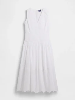Eyelet Drop-Waist Maxi Dress