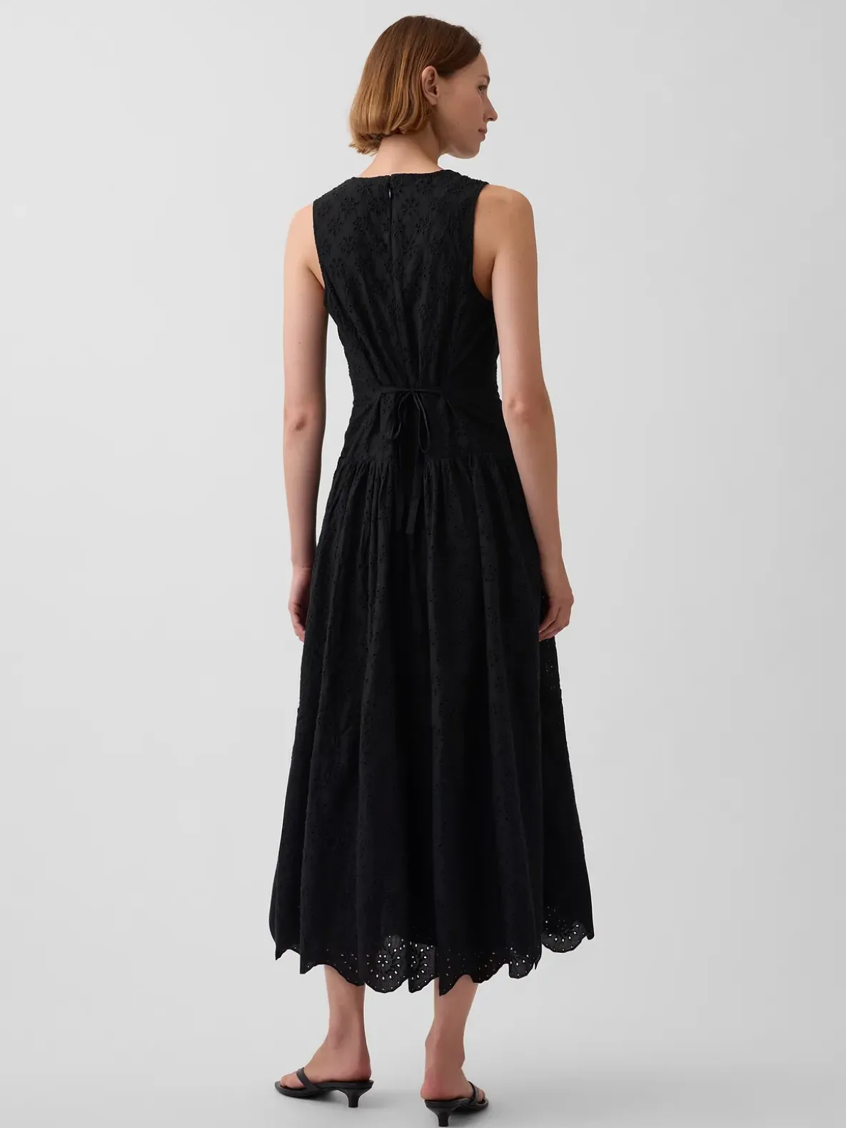 Eyelet Drop-Waist Maxi Dress