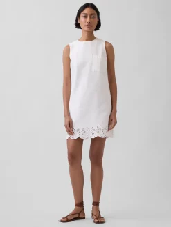 Eyelet Hem Mini Shift Dress