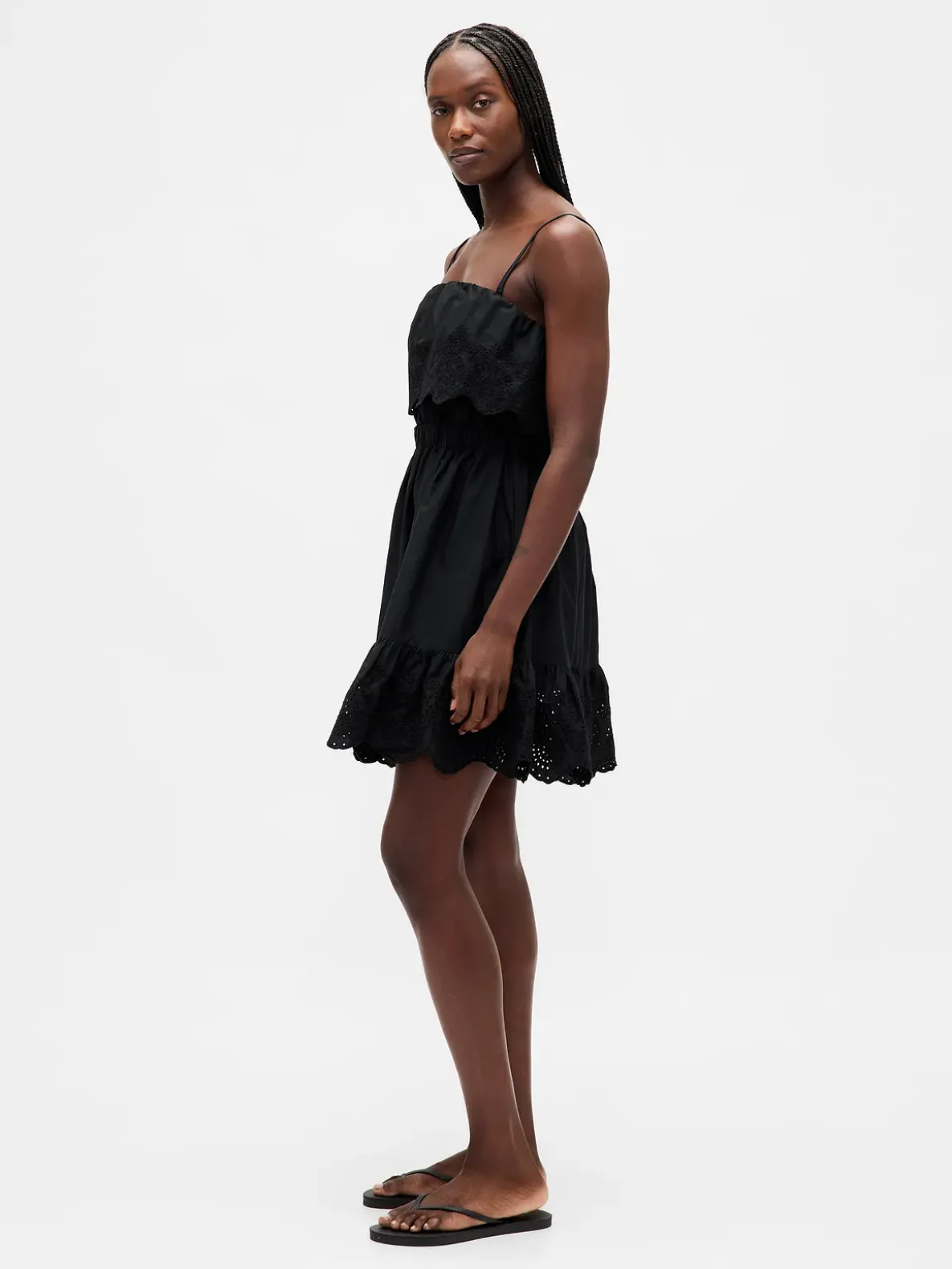 Eyelet Ruffle Mini Dress