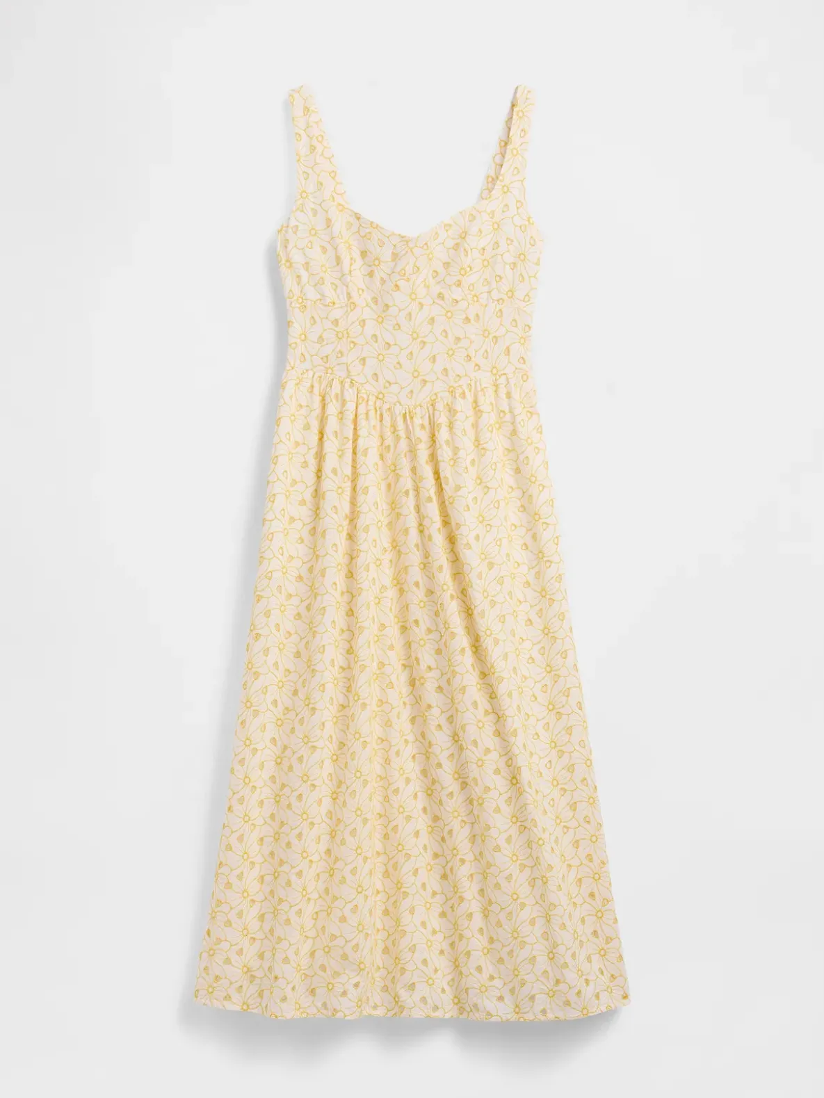 Eyelet Seamed Drop-Waist Maxi Dress