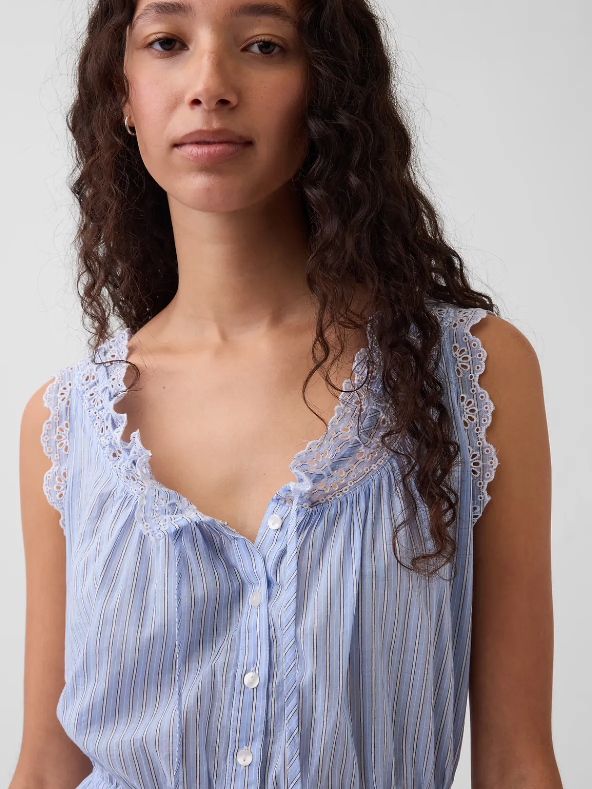 Eyelet Tie-Front Crop Peplum Top