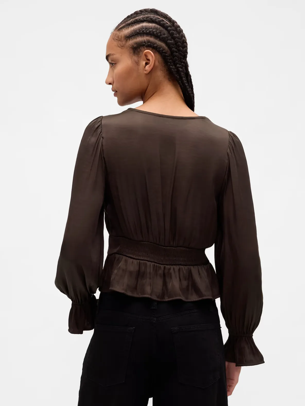 Eyelet V-Neck Peplum Top