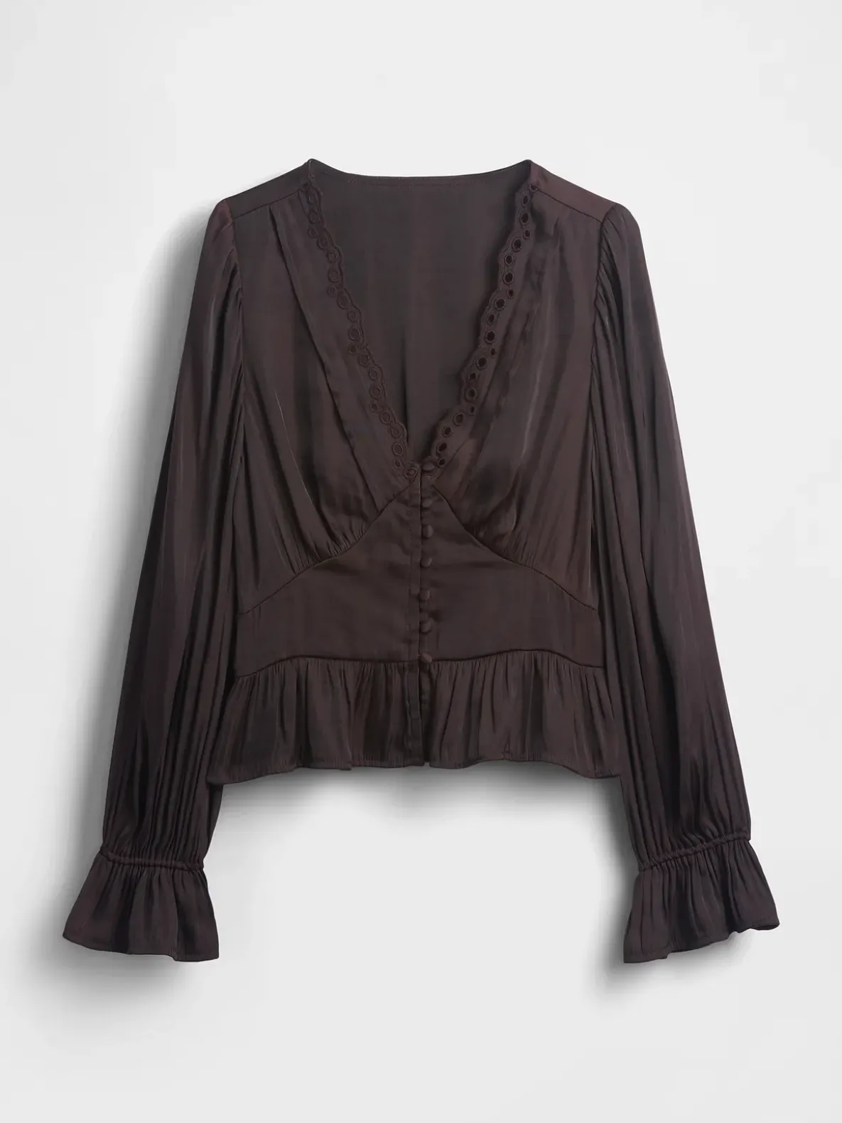 Eyelet V-Neck Peplum Top