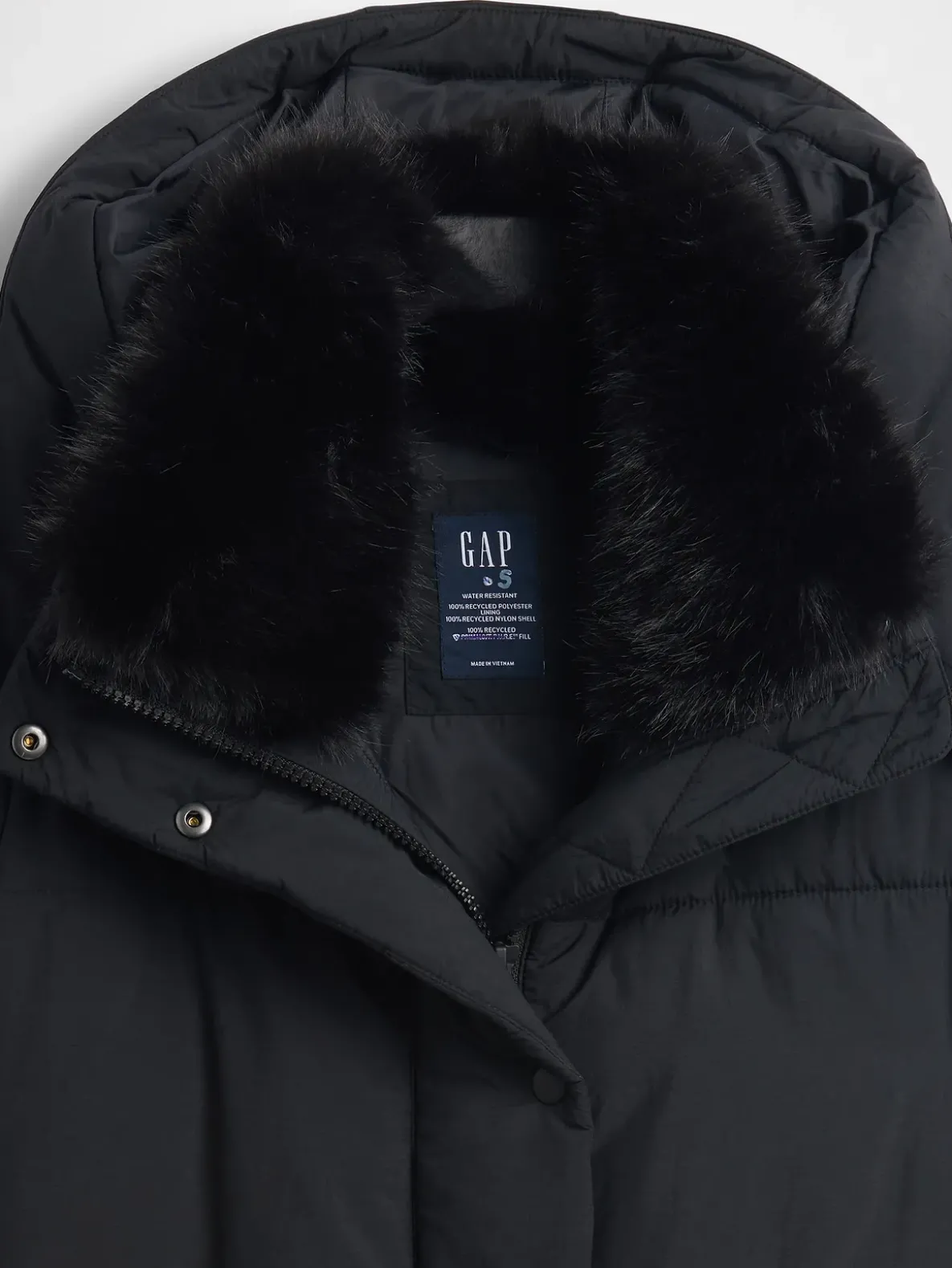 Faux Fur-Trim Midi Puffer Jacket