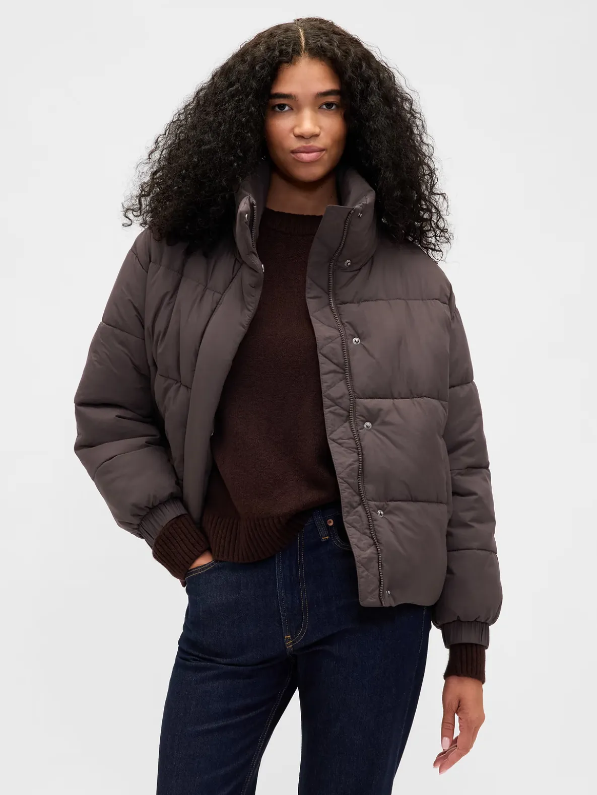 Faux Fur-Trim Puffer Jacket