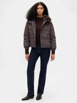 Faux Fur-Trim Puffer Jacket