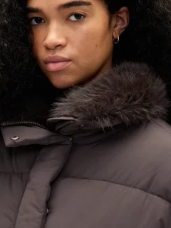 Faux Fur-Trim Puffer Jacket