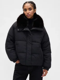 Faux Fur-Trim Puffer Jacket