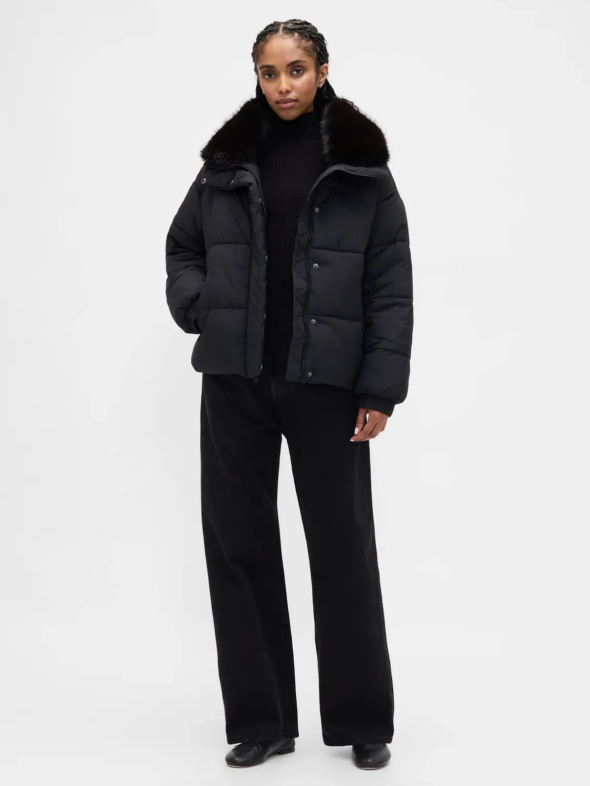 Faux Fur-Trim Puffer Jacket