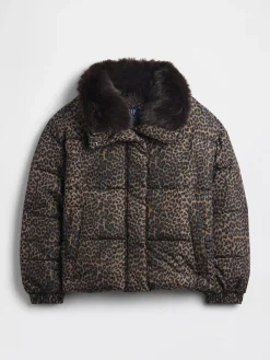 Faux Fur-Trim Puffer Jacket