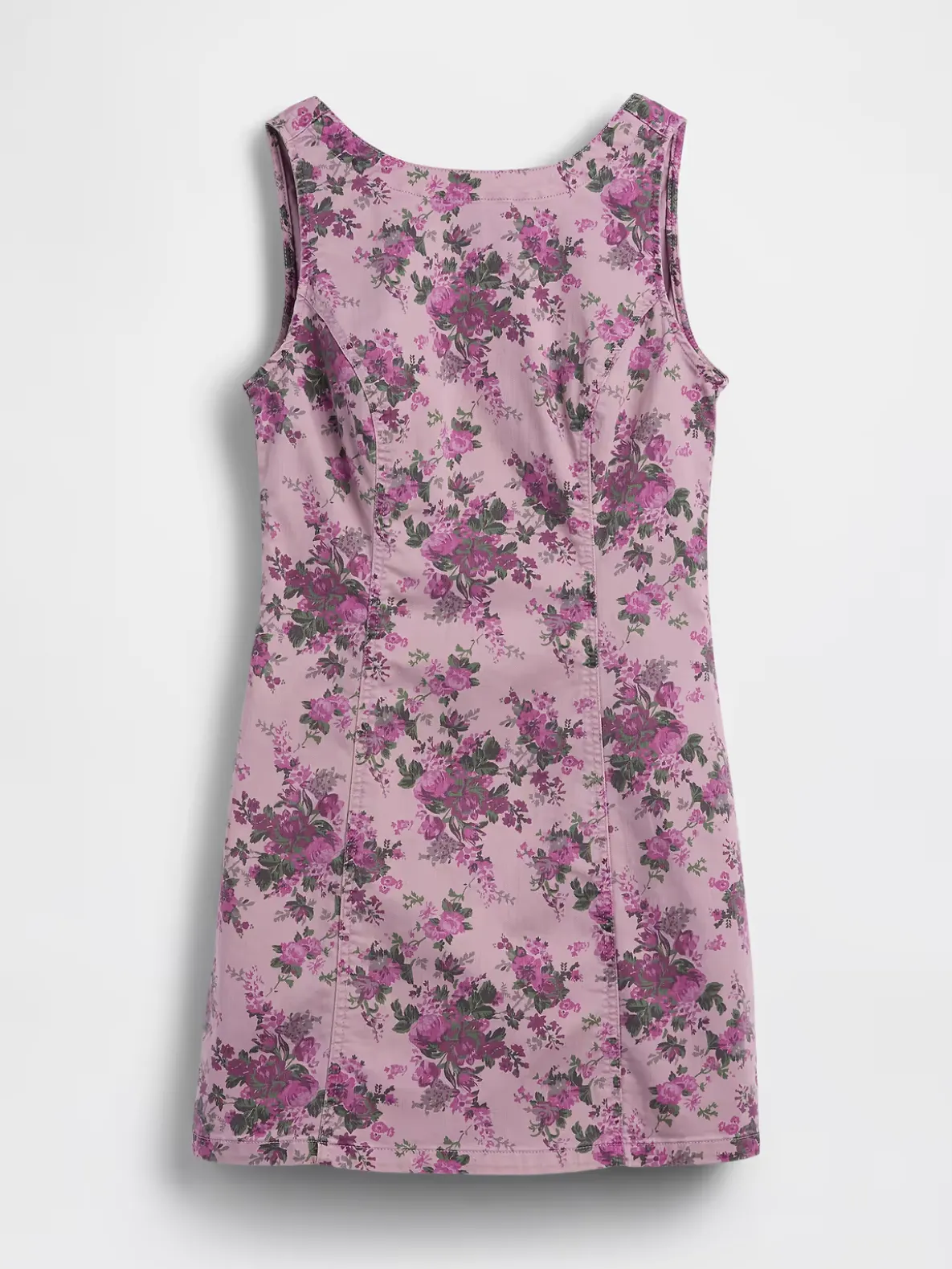 Floral Boatneck Open-Back Mini Dress