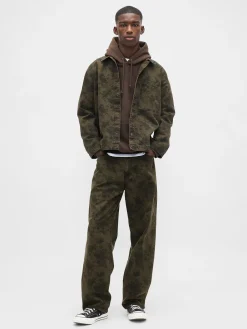 Floral Canvas Baggy Jeans