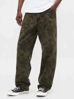 Floral Canvas Baggy Jeans
