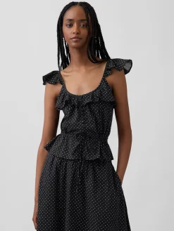 Flutter-Sleeve Tie-Waist Top